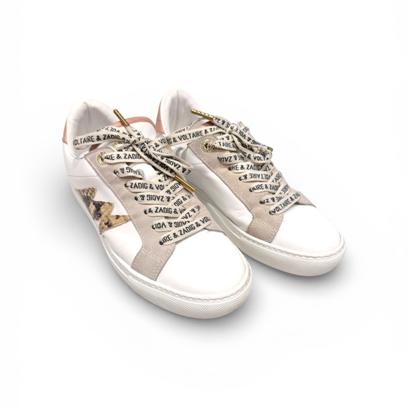 Zadig & Voltaire Shoes - Zadig & Voltaire White and Gold Accent Sneakers